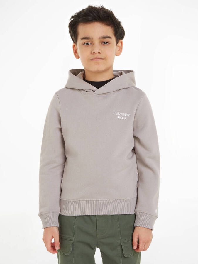 Calvin Klein hoodie met tekst lichtgrijs Sweater Tekst 116