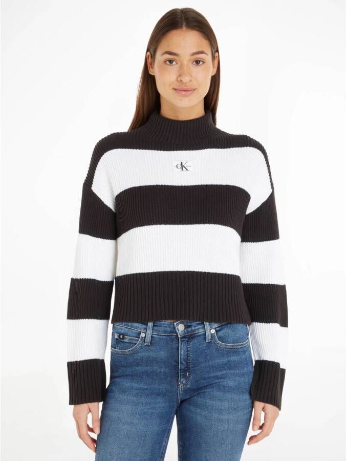 CALVIN KLEIN Dames Truien & Vesten Label Chunky Sweater Zwart