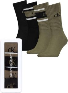 CALVIN KLEIN JEANS giftbox sokken met logo set van 4 zwart olijfgroen