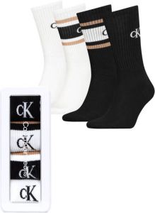 CALVIN KLEIN JEANS giftbox sokken met logo set van 4 zwart wit