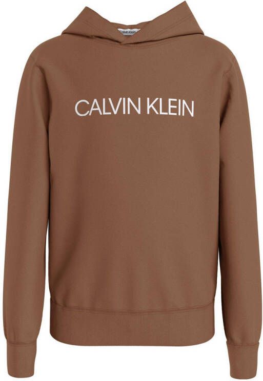 CALVIN KLEIN JEANS hoodie met logo bruin
