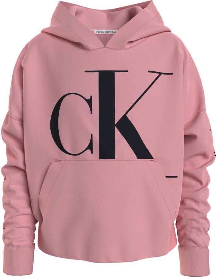 CALVIN KLEIN JEANS hoodie met logo roze zwart