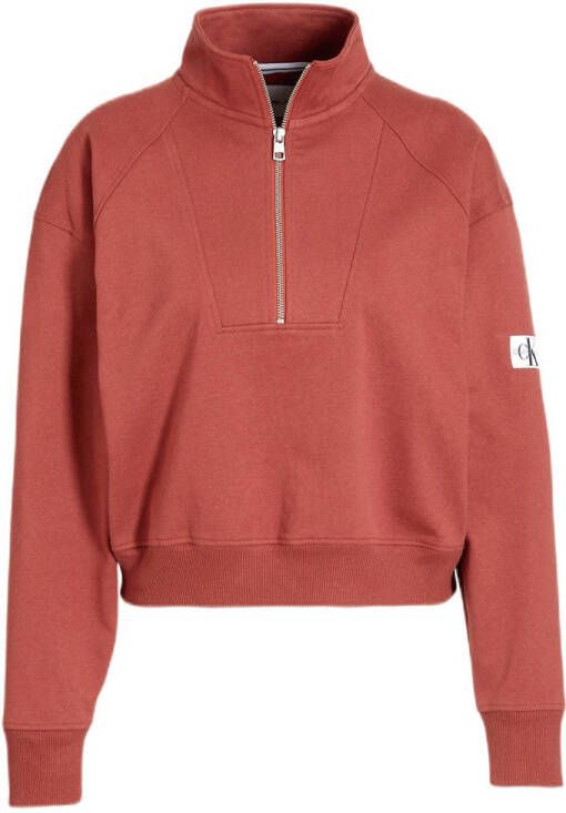 CALVIN KLEIN Dames Truien & Vesten Badge Half Zip Sweatshirt Roest
