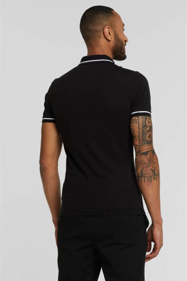 CALVIN KLEIN JEANS slim fit polo met contrastbies black