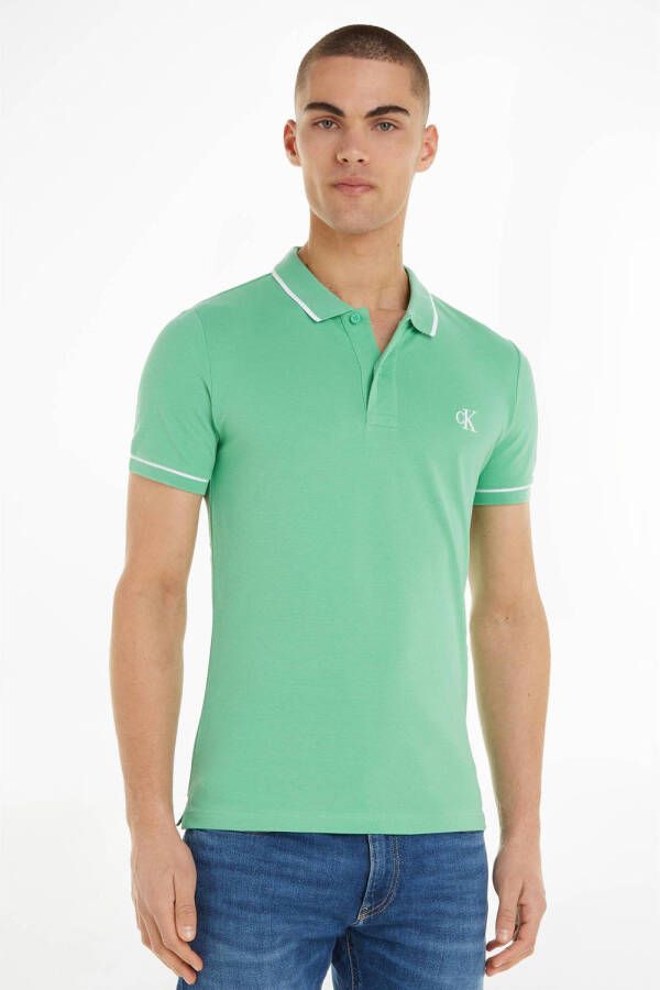 CALVIN KLEIN JEANS slim fit polo TIPPING neptunes wave
