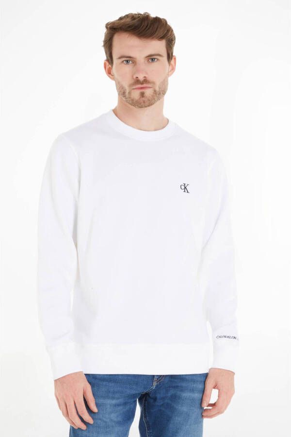 Calvin Klein Basic Sweatshirt Loose Fit Ronde Hals Lange Mouwen White Heren