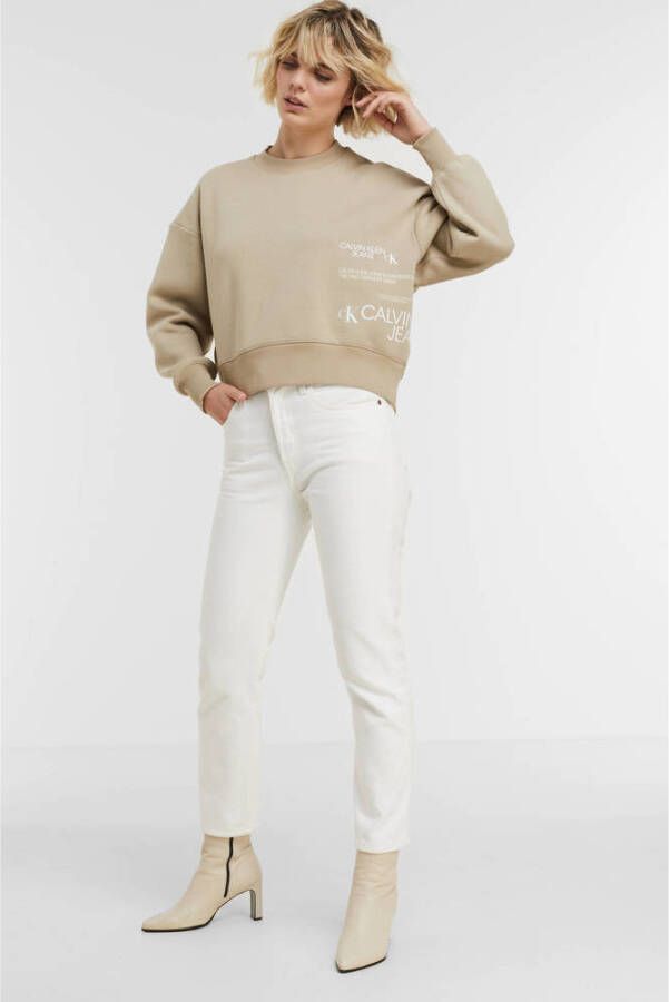 CALVIN KLEIN JEANS sweater met logo beige