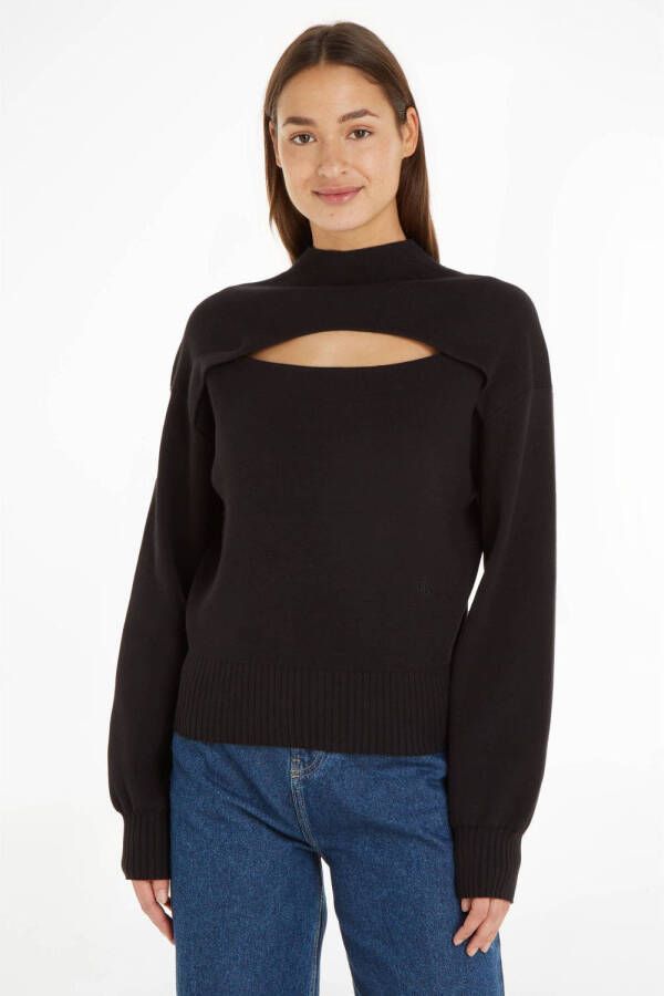 CALVIN KLEIN JEANS sweater met open detail zwart