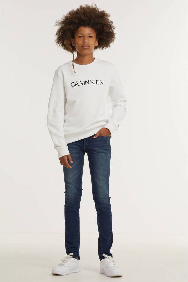 Calvin Klein Jeans sweater van biologisch katoen wit Logo 140