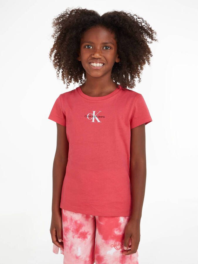Calvin Klein T-shirt met biologisch katoen roze Rood Logo 164