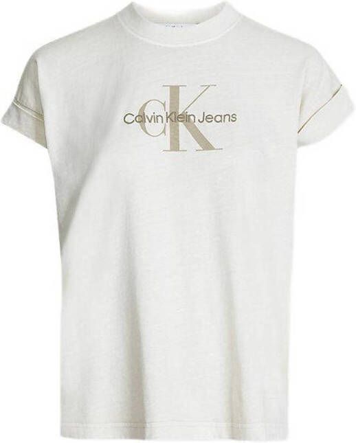 CALVIN KLEIN JEANS T-shirt met logo beige