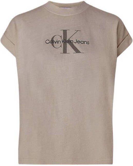 CALVIN KLEIN JEANS T-shirt met logo bruin