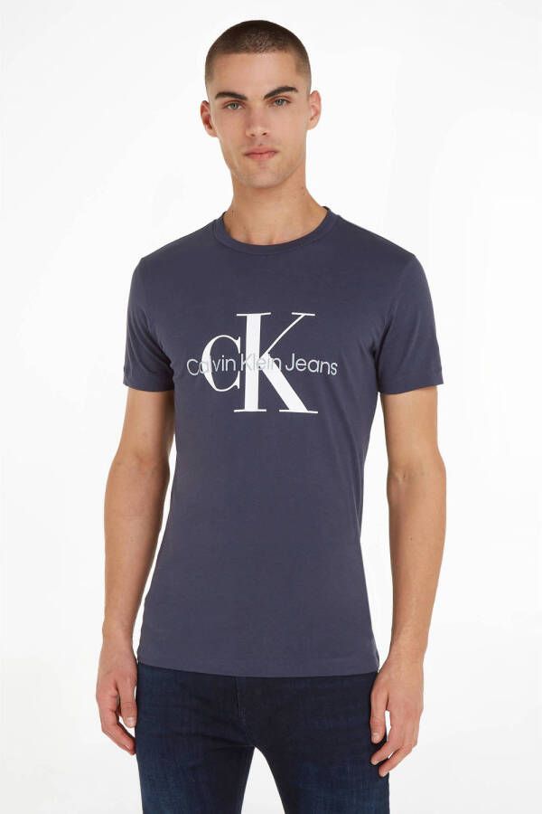 Calvin Klein Jeans Heren Blauw Print T-shirt Blue Heren