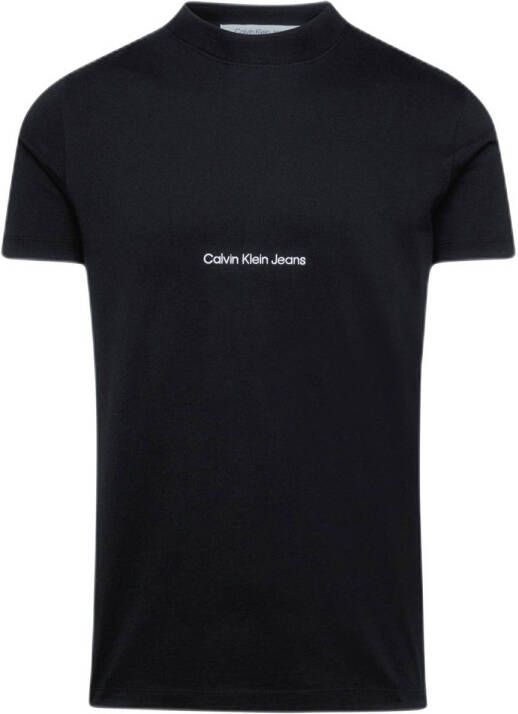 Calvin Klein Jeans Zwart effen T-shirt met korte mouwen Black Heren