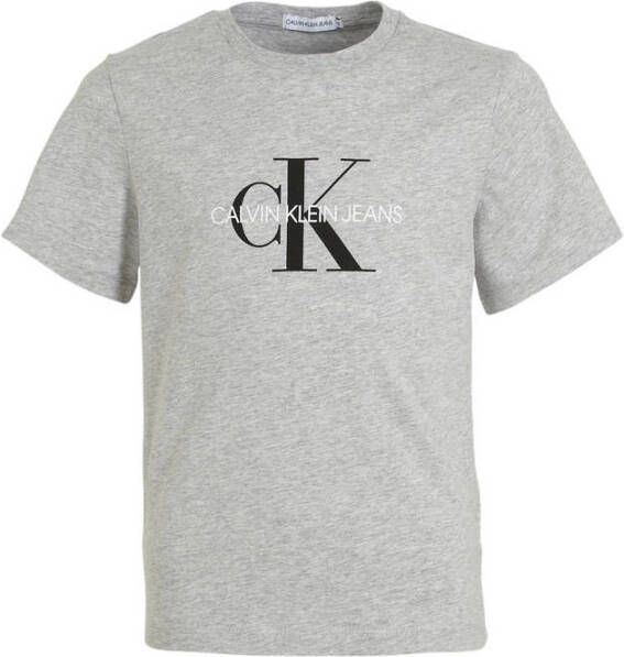 CALVIN KLEIN JEANS T-shirt van biologisch katoen grijs melange