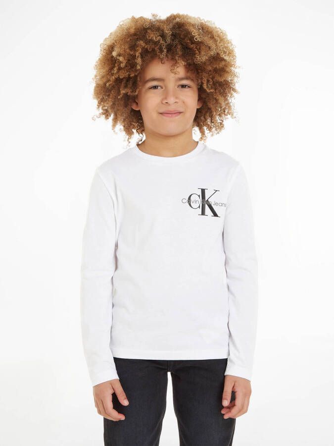 Calvin Klein longsleeve met logo wit Jongens Katoen Ronde hals Logo 116