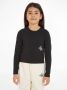 Calvin Klein longsleeve met logo zwart Meisjes Stretchkatoen Ronde hals 128 - Thumbnail 1