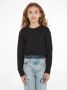Calvin Klein longsleeve met logo zwart Meisjes Viscose Ronde hals Logo 152 - Thumbnail 1