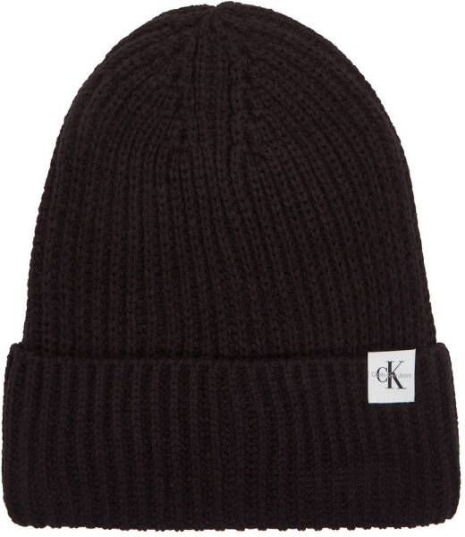 Calvin Klein Zwarte hoeden met iconisch logo Black Unisex