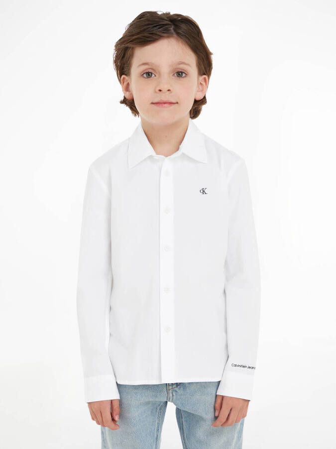 Calvin Klein overhemd wit Jongens Katoen (duurzaam) Klassieke kraag 116
