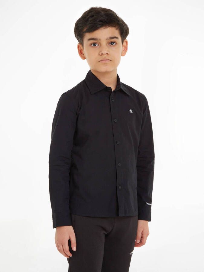 Calvin Klein overhemd zwart Jongens Katoen (duurzaam) Klassieke kraag 140