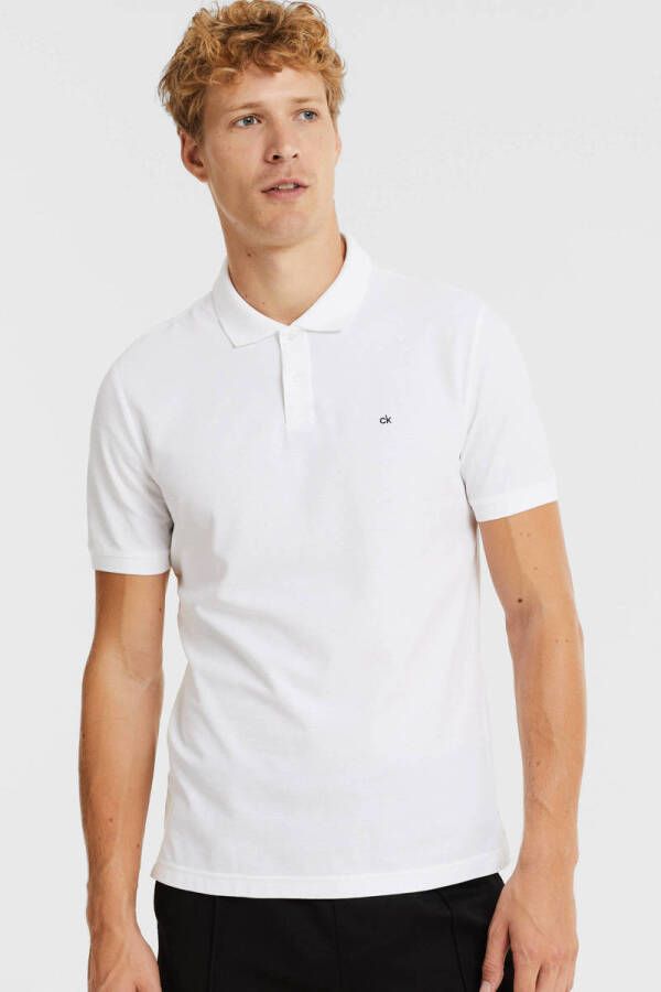 Calvin Klein Verfijnde Pique Slim Polo Shirt White Heren
