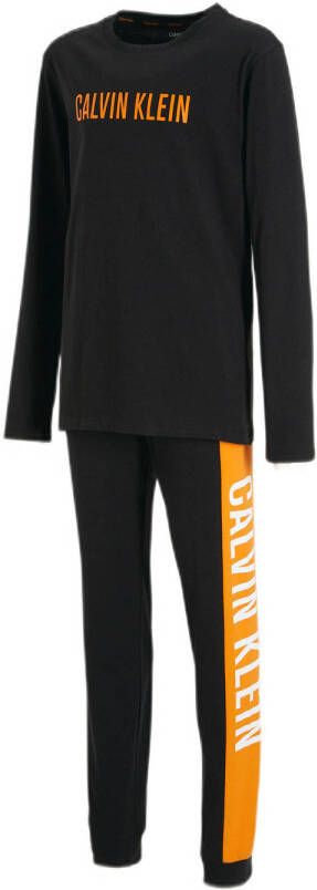 Calvin Klein pyjama met logo zwart oranje Jongens Katoen (duurzaam) Ronde hals 128-140