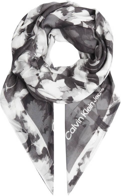 Calvin Klein sjaal met all-over print zwart wit