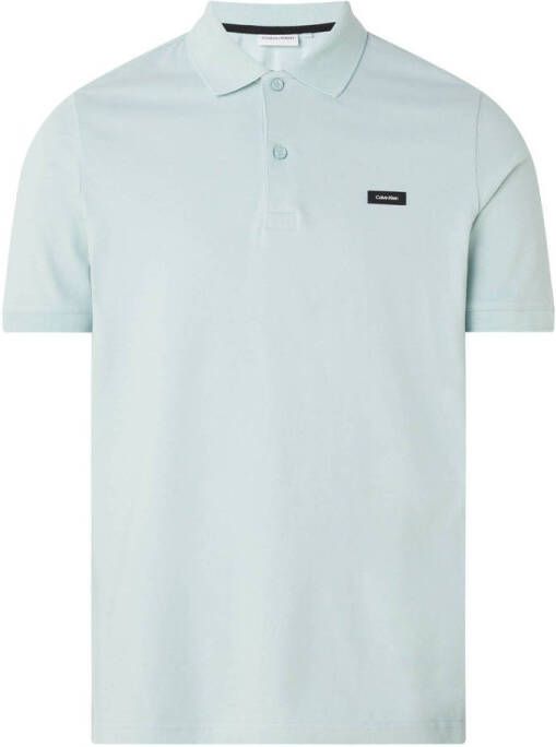 CALVIN KLEIN Heren Polo's & T-shirts Stretch Pique Slim Button Polo Lichtblauw