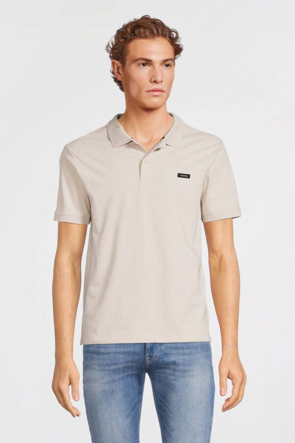 Calvin Klein slim fit polo met biologisch katoen stony beige