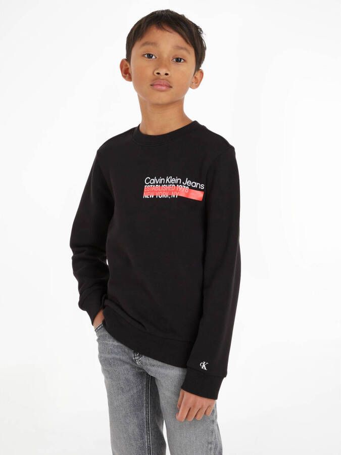 Calvin Klein sweater met biologisch katoen zwart Jongens Katoen (biologisch) Ronde hals 116