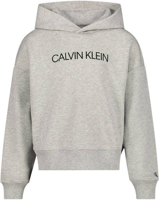 Calvin Klein sweater met logo grijs Meisjes Katoen Capuchon Logo 116