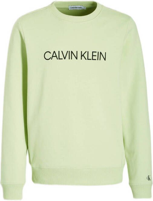 Calvin Klein sweater met logo lichtgroen