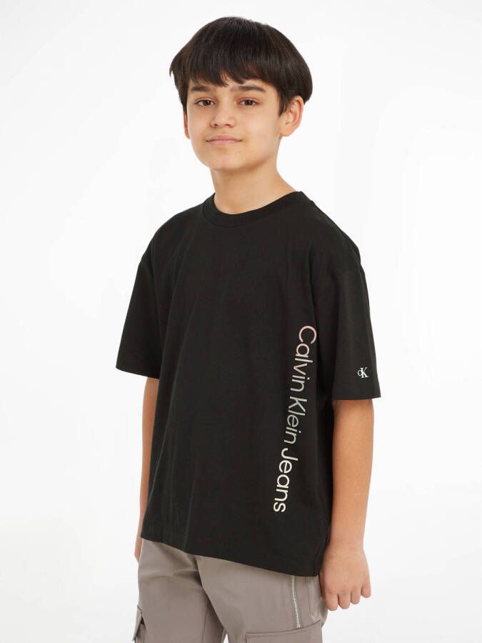 Calvin Klein T-shirt met biologisch katoen zwart Katoen (biologisch) Ronde hals 116