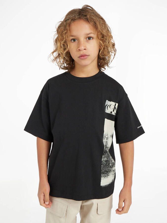 Calvin Klein T-shirt met biologisch katoen zwart Jongens Katoen (biologisch) Ronde hals 164