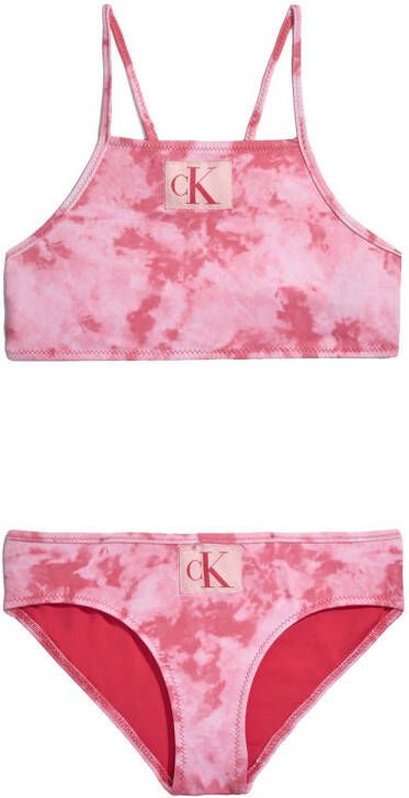Calvin Klein tie-dye crop bikini roze