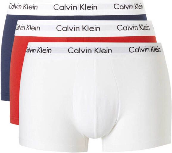 Calvin Klein Lage Boxershorts Set van 3 Marineblauw Sportief Ontwerp Blue Heren