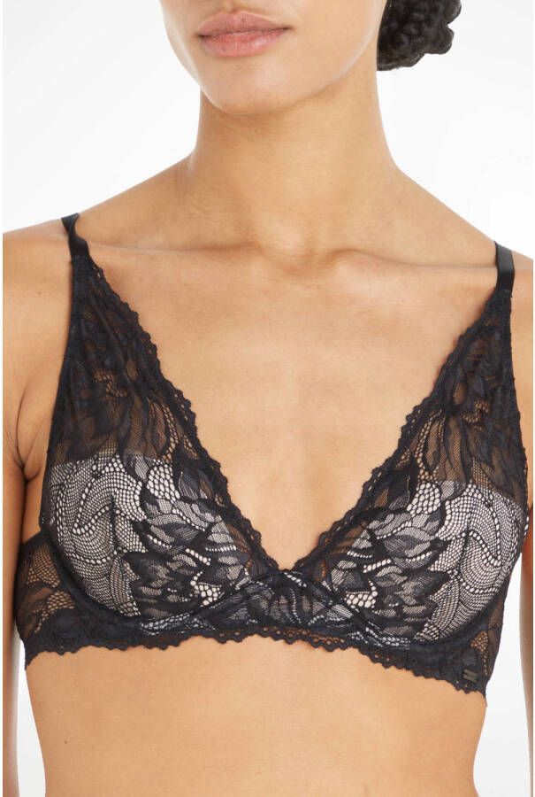 Calvin Klein Underwear Bralette van gebloemd kant gewatteerd