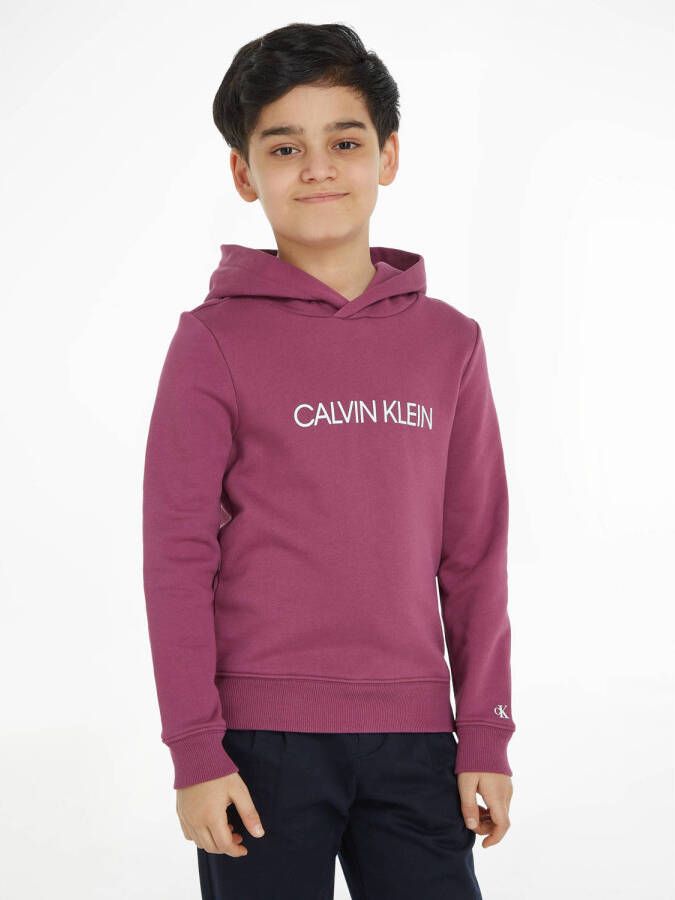 Calvin Klein unisex hoodie met logoprint paars Sweater Logo 116