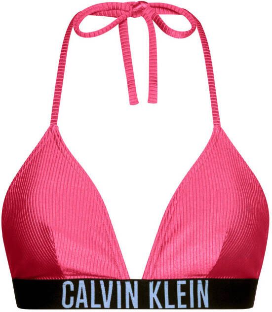 Calvin Klein voorgevormde triangel bikinitop met ribstructuur fuchsia