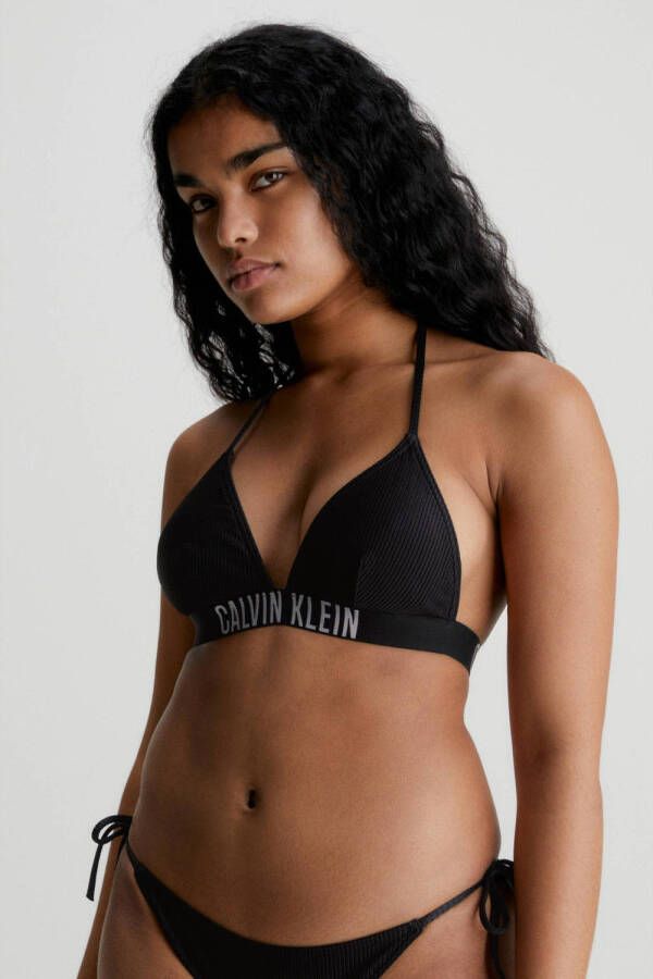 Calvin Klein voorgevormde triangel bikinitop met ribstructuur zwart