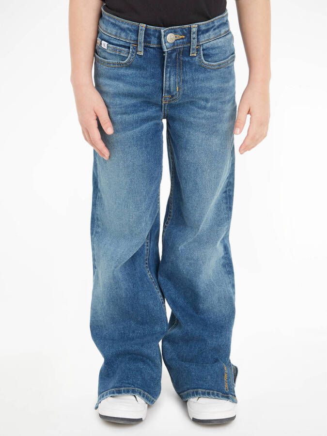 Calvin Klein wide leg jeans mid blue Blauw Meisjes Denim 128