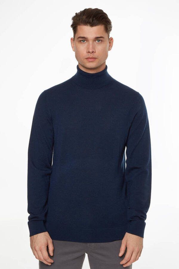 CALVIN KLEIN Heren Truien & Vesten Superior Wool Turtle Neck Donkerblauw
