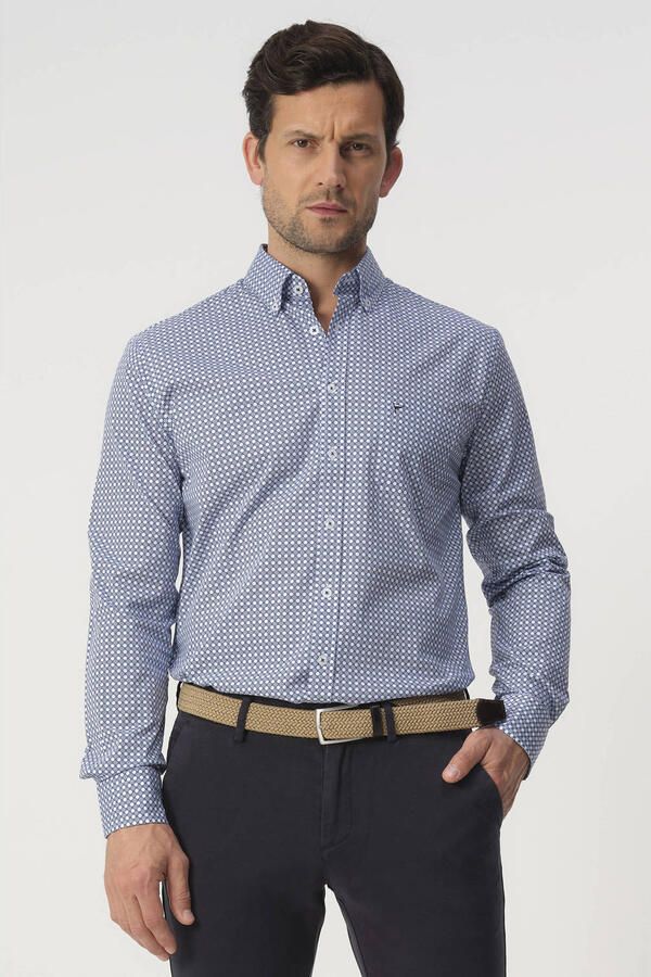 Campbell Regular casual overhemd blauw