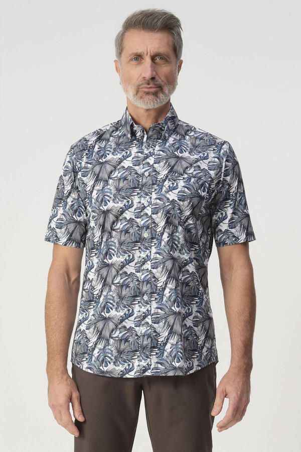 Campbell regular casual overhemd donkerblauw