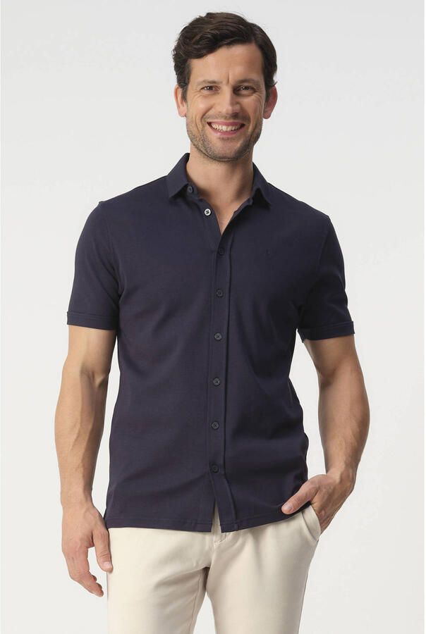Campbell regular casual overhemd donkerblauw