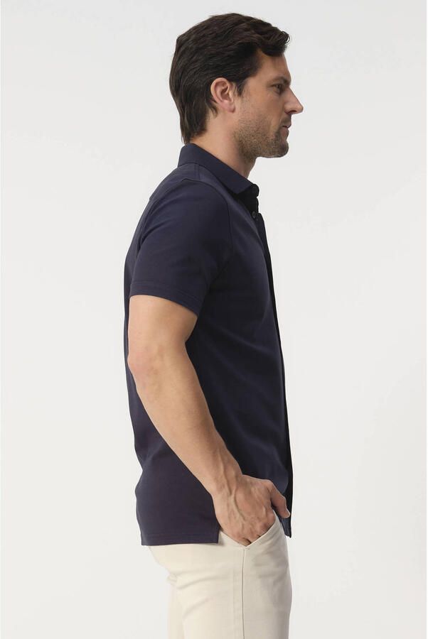 Campbell regular casual overhemd donkerblauw - Foto 3