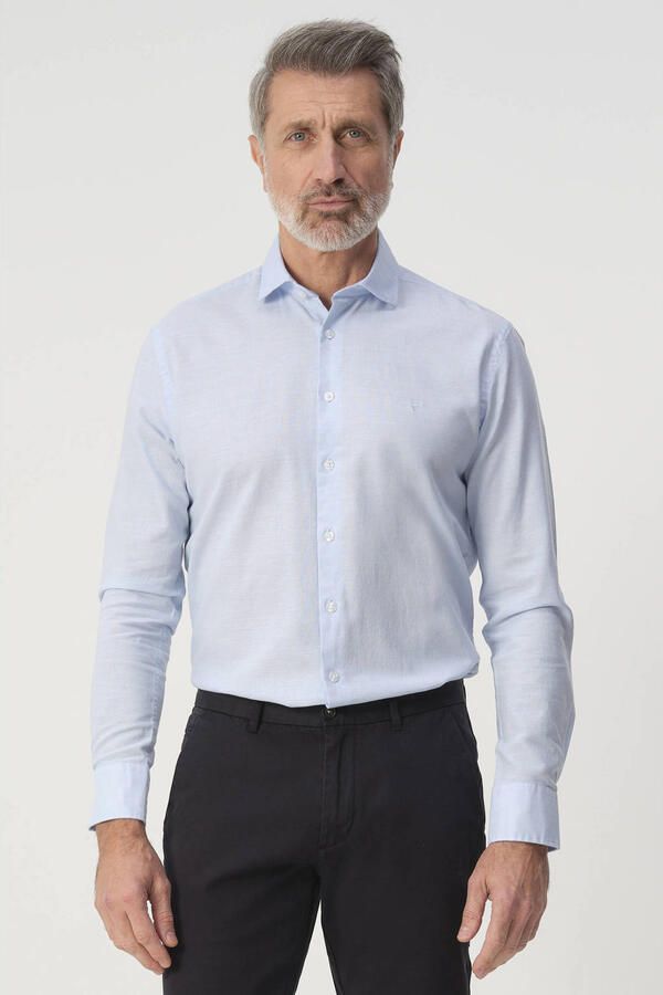 Campbell regular casual overhemd lichtblauw