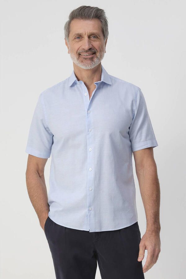 Campbell regular casual overhemd lichtblauw