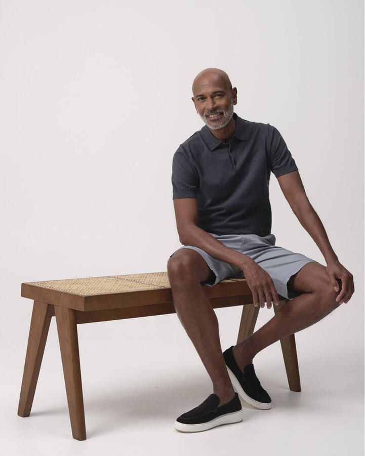 Campbell regular chino short grijsblauw